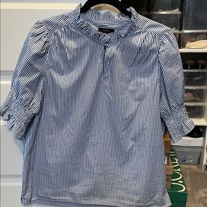 JCrew Blue and White Striped Blouse